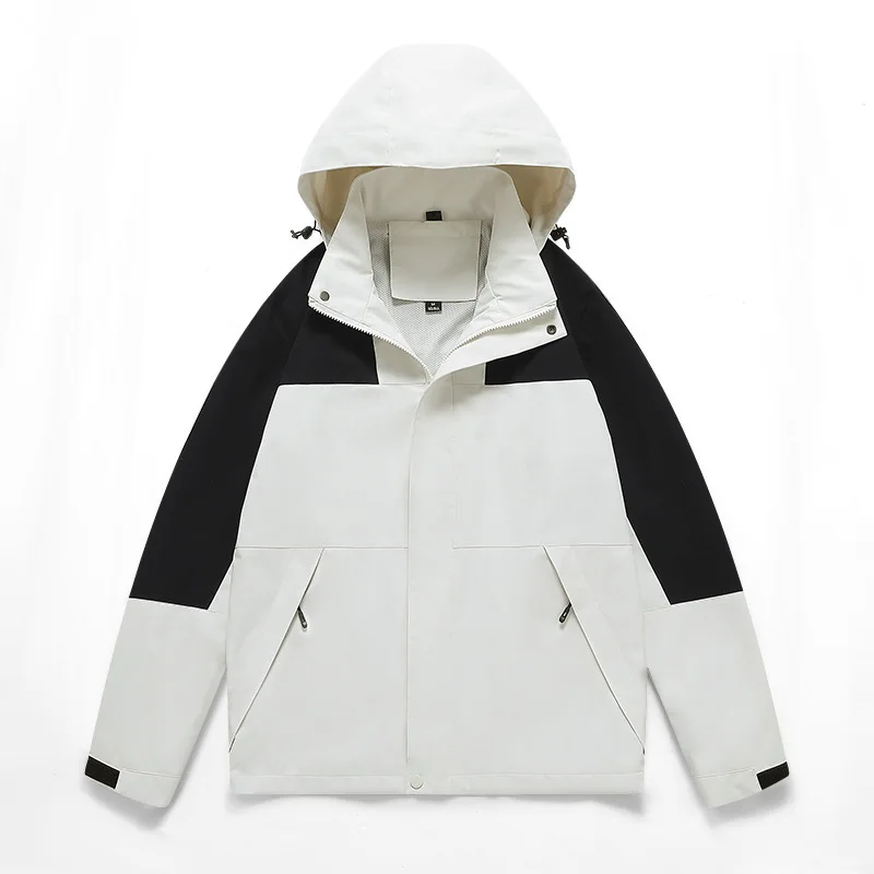 Autumn Man Jacket Thin Contrast Color Long Sleeve Zipper Men Detachable Hooded Coat Lightweight Outdoor Sport Male Outerwear
