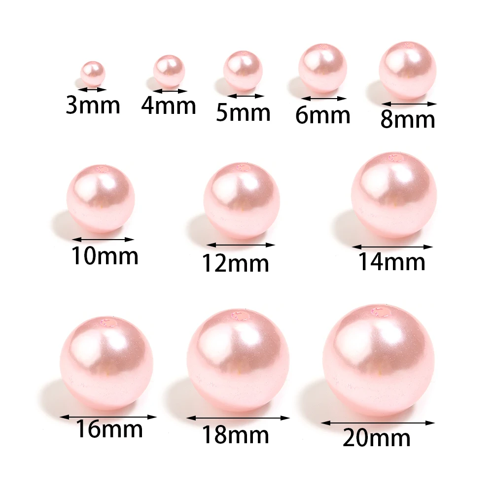 10-1000pcs/lot 3-20mm Pink ABS Imitation Pearl Beads Loose Spaced Round Beads For DIY Charms Bracelet Necklace Jewelry Wholesale