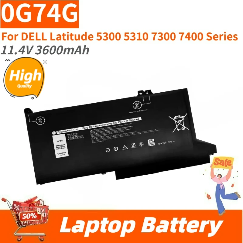 

Brand New Replacement Laptop Battery 11.4V 3600mAh 42Wh 0G74G for DELL Latitude 5300 5310 7300 7400 Series Notebook 02PFPW