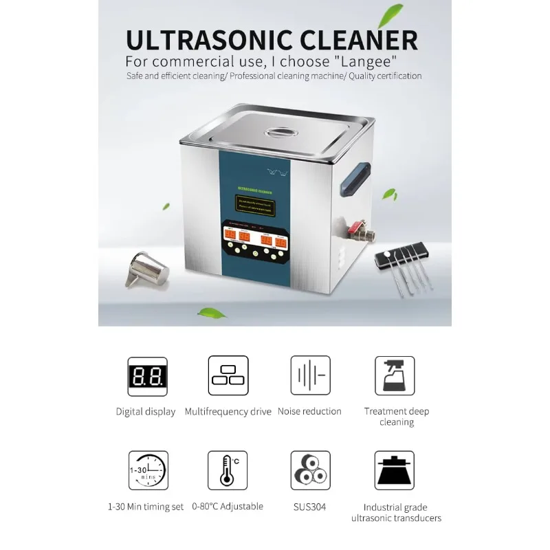 For Lab PCB Metal Parts Cleaning 11L Multi Frequency Ultrasonic Cleaner 40/80/120KHz 240W Digital Ultrasonic Bath