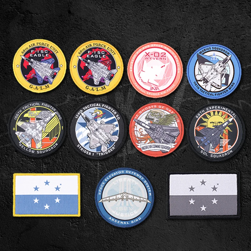 AceCombat Haftowana naszywka na odzież Torba Dekor CALM AIR FORCE UNTT Cipher Pixy Razgriz Trigger Fighting TACTICAL FIGHTER WING
