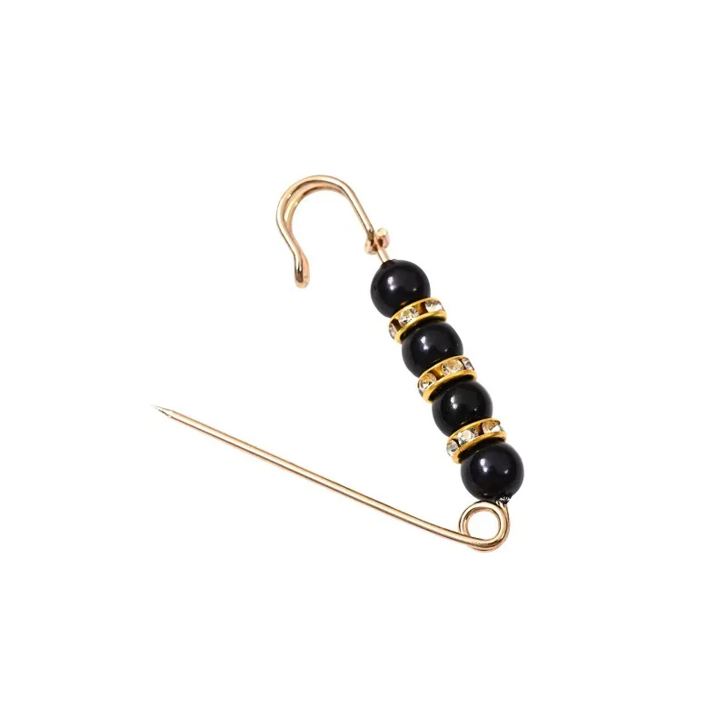 5.7CM White Black Pearl Septum Beads Clothing Brooches for Women Lapel Safety Sweater Coat Dress Pins Badge Buckle Accessories