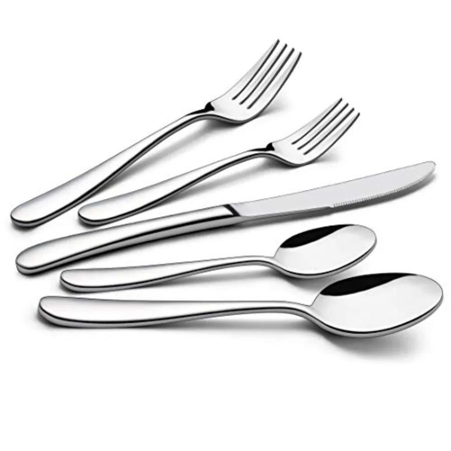 

60-Piece Heavy Duty Silverware Set Stainless Steel Flatware Cutlery Set for 12 Heavy Weight Eating Utensils Tableware Mirror Fi