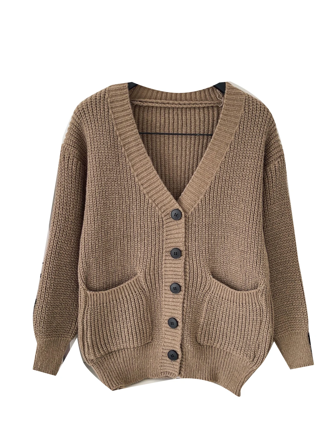 

Loose Knitted Sweater Women's Winter Casual Versatile Slimming Vintage Sle Comfortable Long Sve V-Ne Color Top