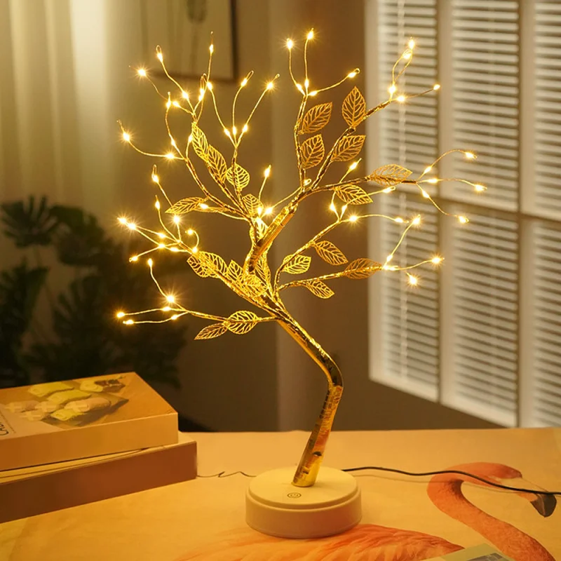 Sparkly Tree Table Lamp Bonsai Artificial Tree Lamp Bedroom Desktop Night Light Christmas Tree Lamp LED Festive Ambient Lighting