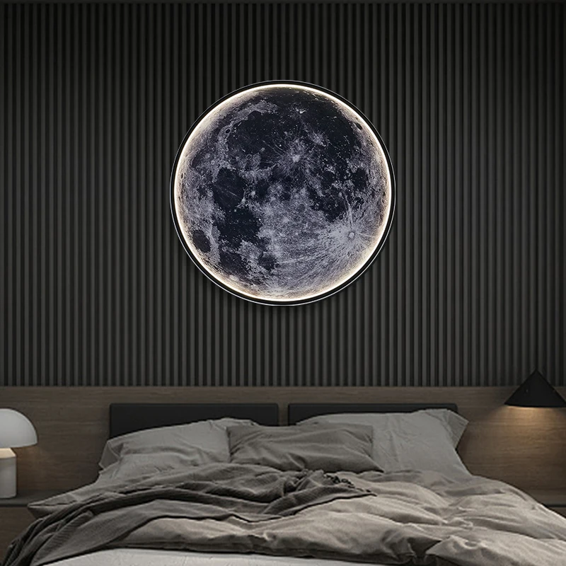 Moon wall lamp Nordic modern design art simple foyer gallery background bedroom bedside roof creative decoration hotel bar