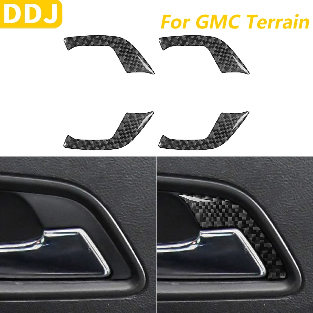 

For GMC Terrain 2010-2017 Real Carbon Fiber Inner Door Handle Frmae Panel Trim Cover Car Accessories Interior Decoration Sticker