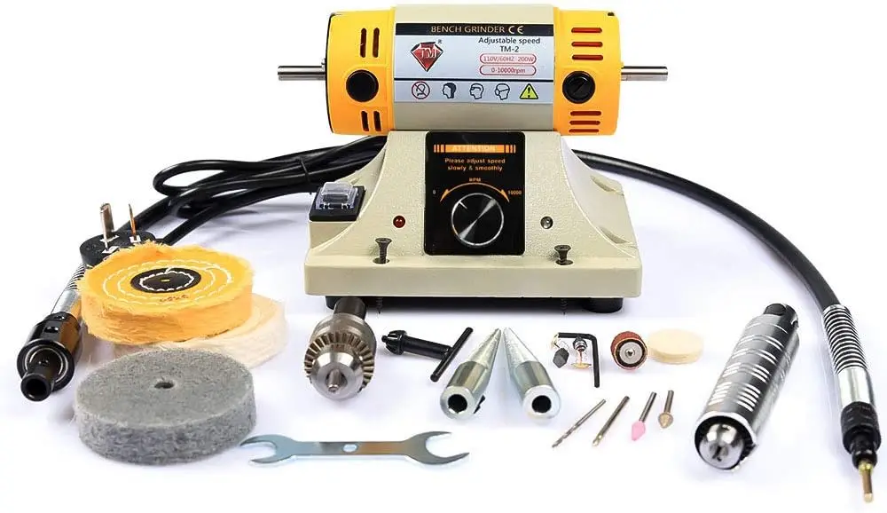 

Adjustable Speed Bench Polisher for Jewelry, Woodcraft, DIY - Multi-Function Grinder with Variable RPM