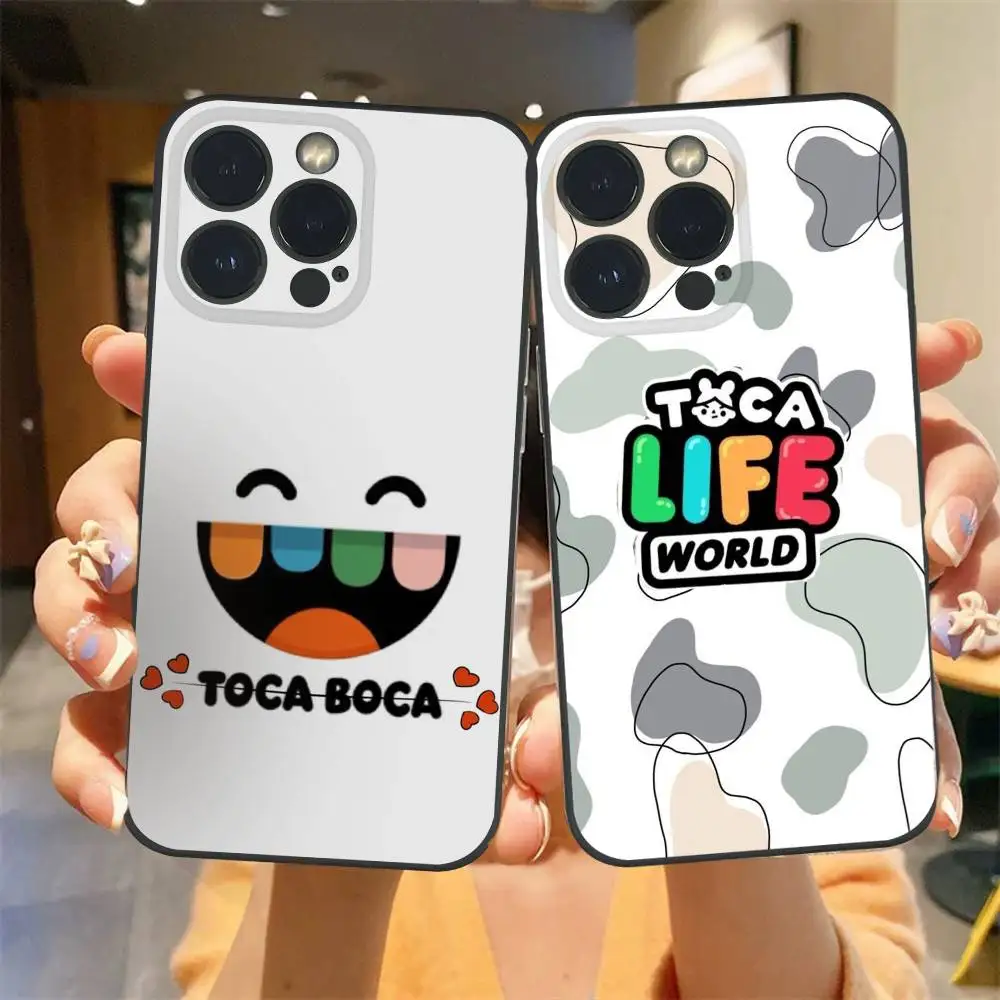 T-Toca B-Boca World للأطفال جراب هاتف آيفون 16 15 14 13 برو ماكس بلس صغير متجمد لينة شل فوندا للصدمات