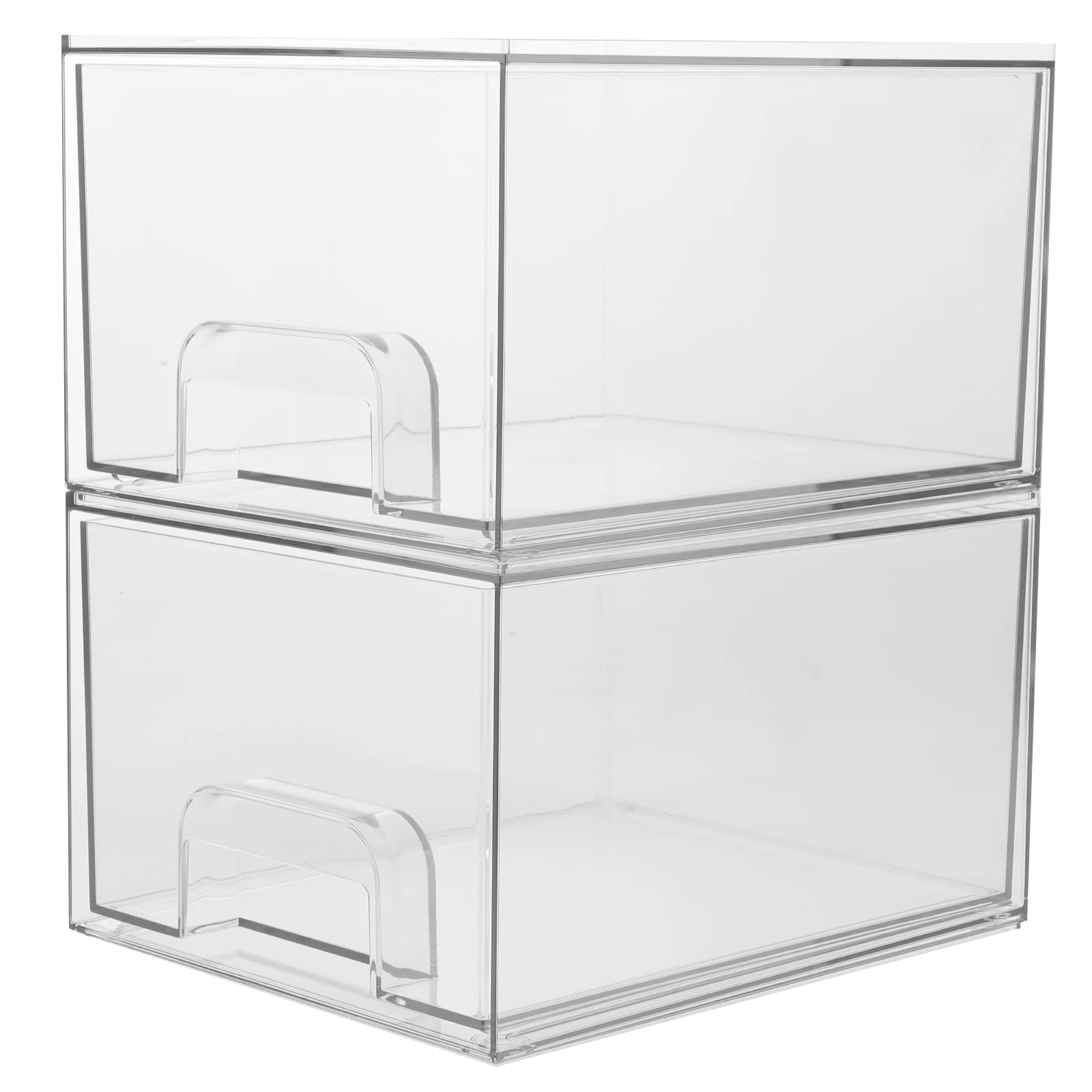 

2pcs Transparent PET Cosmetics Storage Boxes Stackable Plastic Drawers Desk ganizer Vanity Containers Easy Bedroom