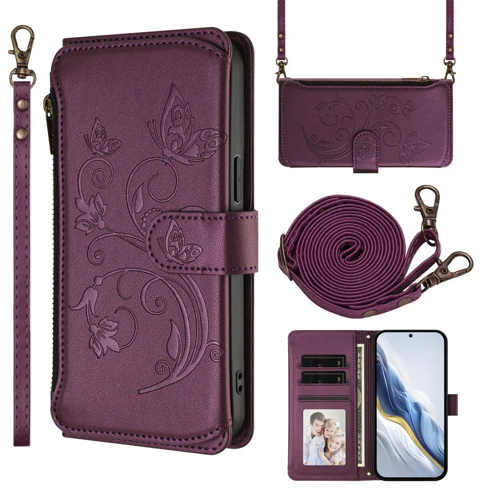 

For OPPO A6 Pro A6X A6T A6S 5G 4G Flip Case Crossbody Zipper Leather Wallet Coque For OPPO A6X A6T A6S A5 Pro A5X Funda