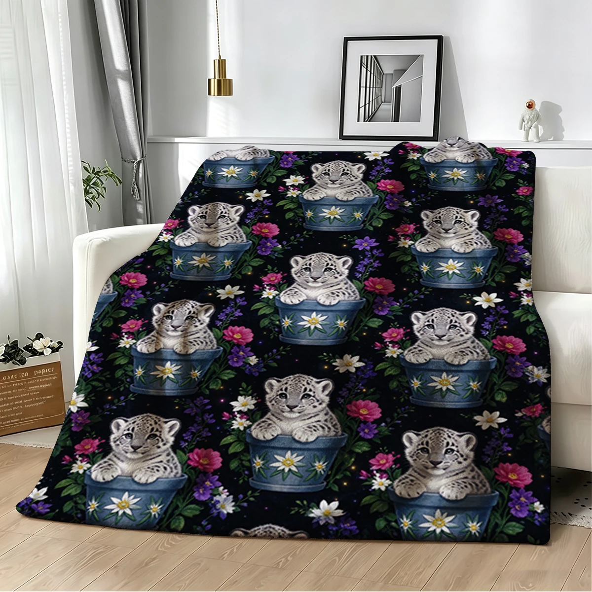 Two Blue Dolphins Splash Flannel Blanket Warm Soft Halloween Christmas Decorative Couch Warm Cozy All-Season Gift