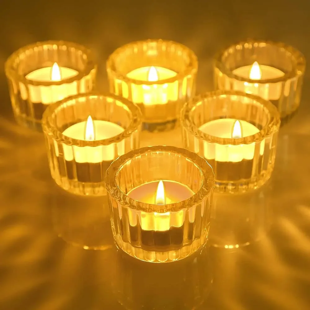 Tealight Candle Holders Thick Clear Glass, Tea Light Holder Bulk, Votive Candle Holders for Wedding Table Decor, Centerpieces