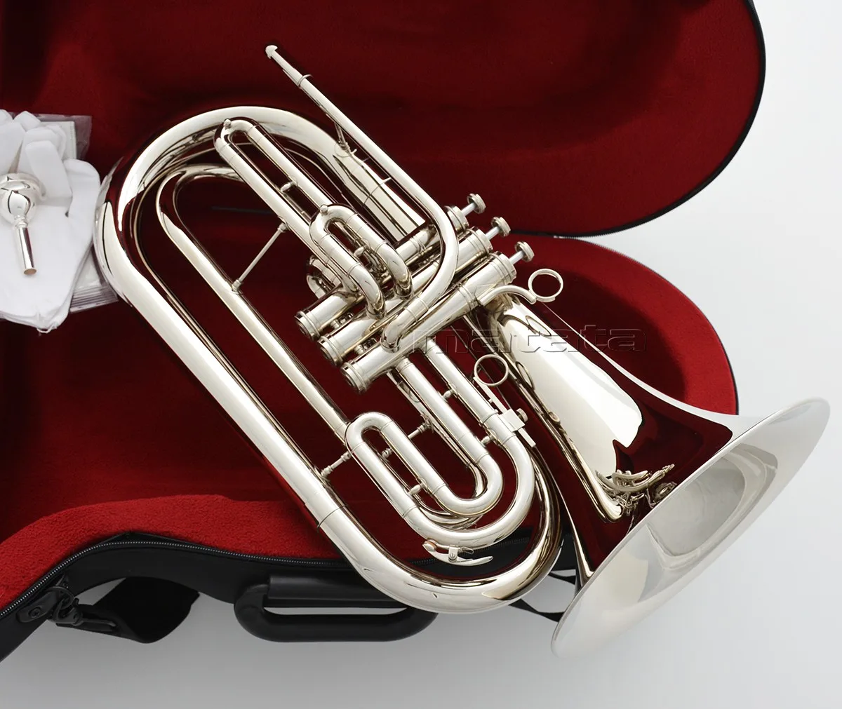 High quality Silver nickel Plated Marching Baritone Horn B-Flat With Case