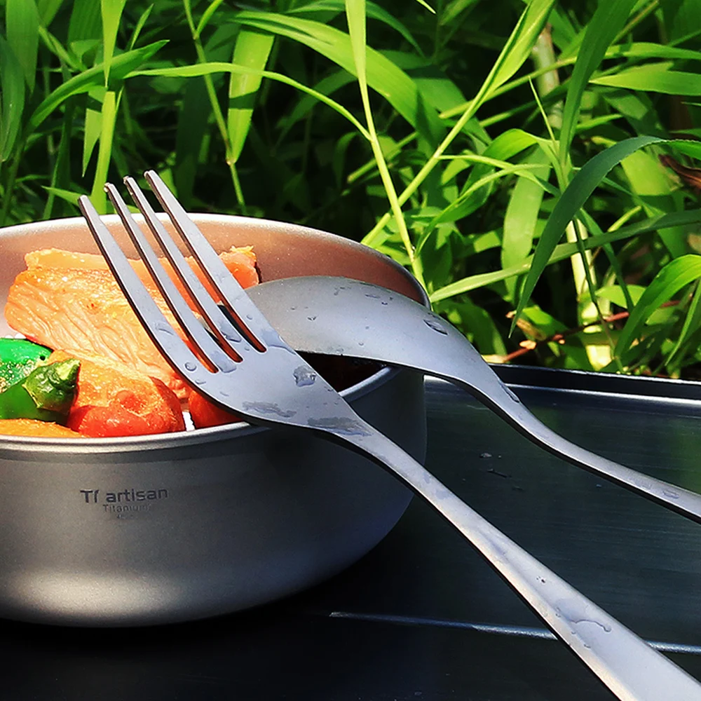 

Lixada Dinner Fork and Spoon Flatware Cutlery Set Titanium Lightweight Perfect for Outdoor Camping Hiking Backpacking Picnic