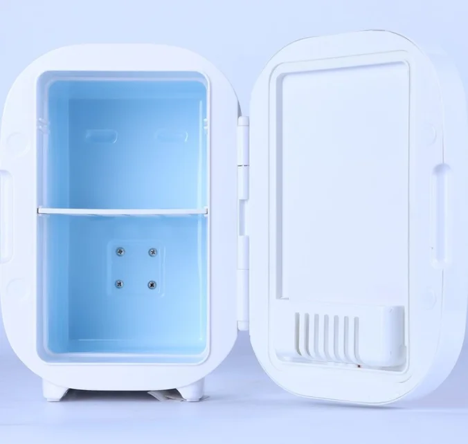 ثلاجة مستحضرات التجميل المحمولة سعة 8 لتر - مبرد تجميل صغير مع مرآة LED للعناية بالبشرة (12 فولت، وردي، قابل للتخصيص، استخدام غرفة النوم/المكتب) ​