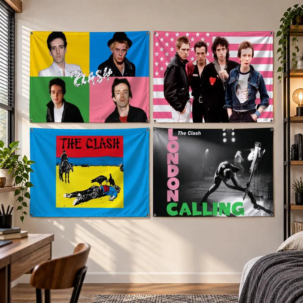 Band T-The Clash Flags Banner Decor for Bedroom,Garden,Party,Club,Gaming Room,Indoor Outdoor