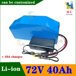 72v 40Ah lithium ion triangle battery BMS li ion for 5000w Mountain Bike scooter Motorcycle + 10A charger