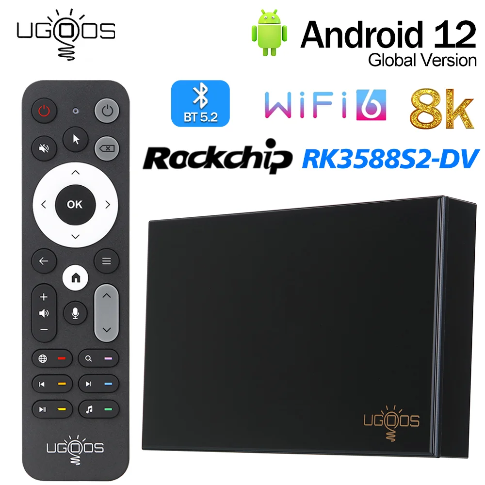 UGOOS SK3 8GB 128GB TV BOX Android 12 8K Rockchip RK3588S2-DV LPDDR4 1000M USB3.0 BT5.2 Smart Media Player Set Top Box