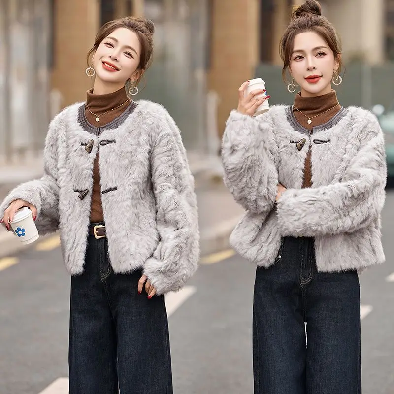 Luxury Brand Women's Clothing Fur Coat Autumn Winter Warmth Faux Fur Jacket Single-Breasted Long Sleeve Top Fluffy Soft Coats