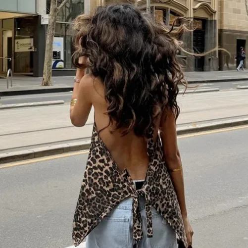 European and American summer new leopard print V-neck neck sleeveless  Girl vest fashion women's top