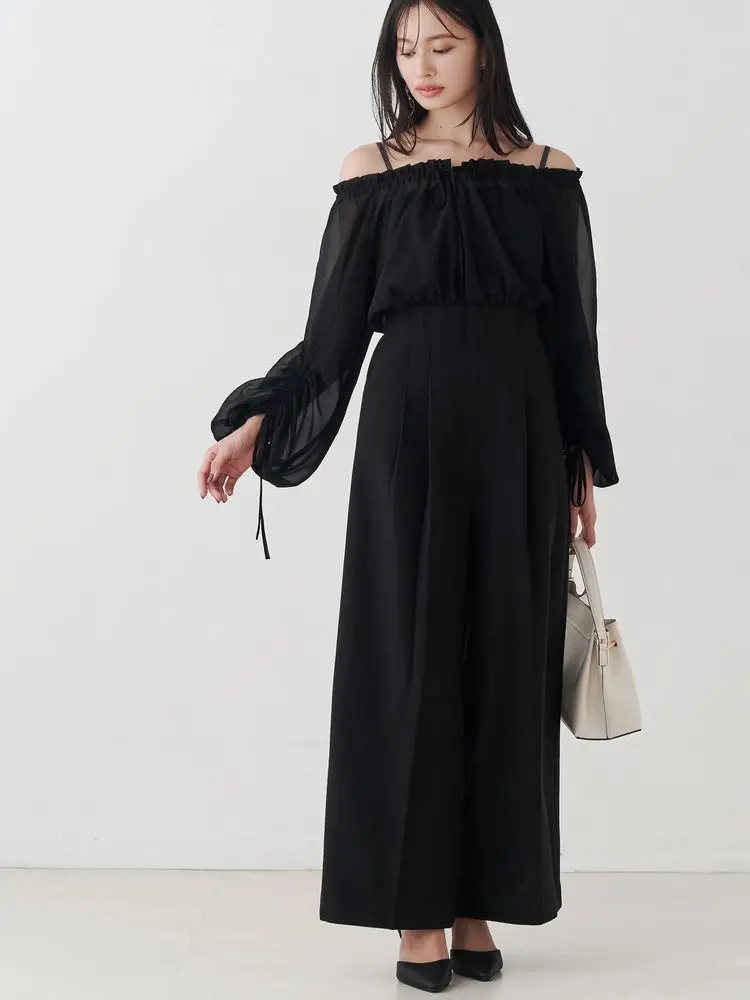 

Pure Original Autumn Winter High Waist Jumpsuit Thiened Lace Splicing Wide Leg Pants Commute Sle Long Pants Ladies Suit