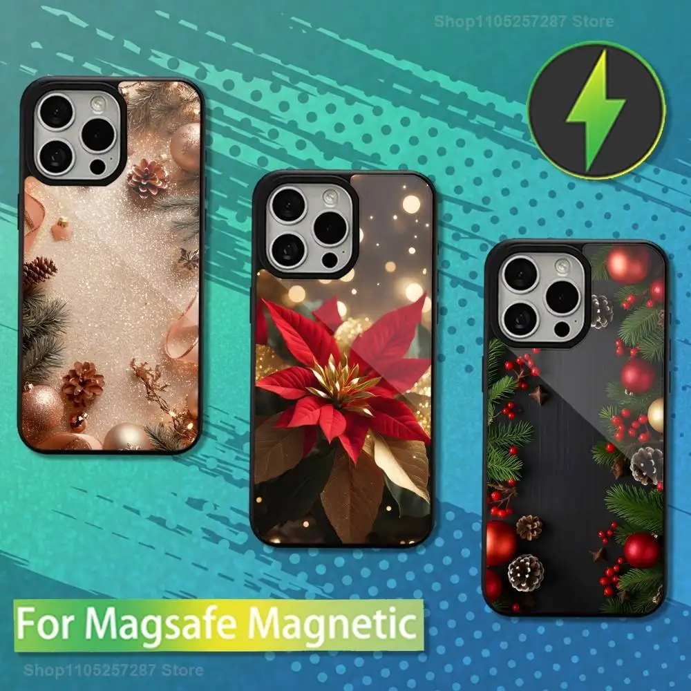 

Decorations Christmas Art For iPhone 15,Mini,13,12,Pro,16,17,Max,11,14,Plus,For Magsafe,Magnetic Wireless Charging Case