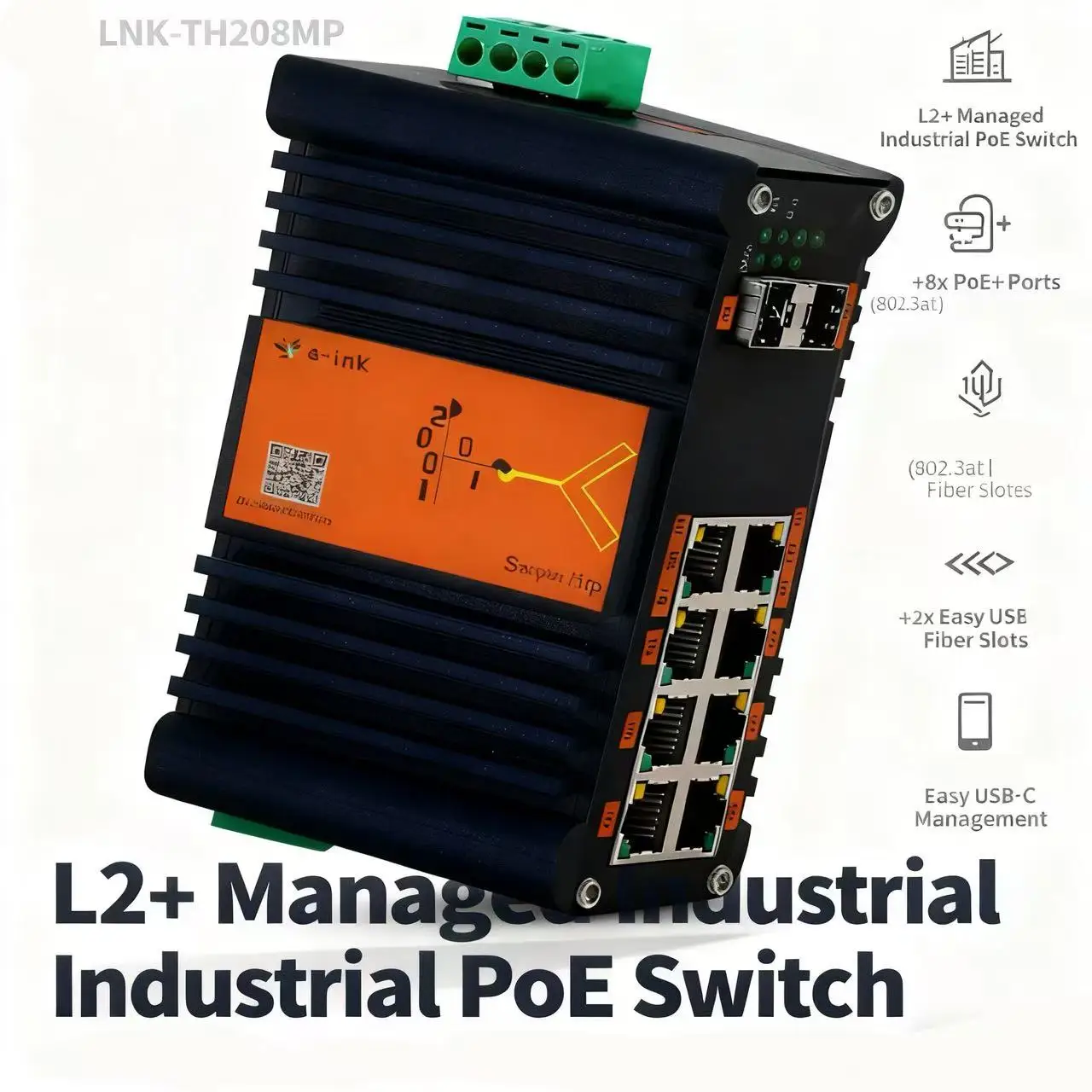 Industrial 10-Port Gigabit 802.3at PoE + 2-Port SFP Managed Ethernet Switch 10Gbps in Stock