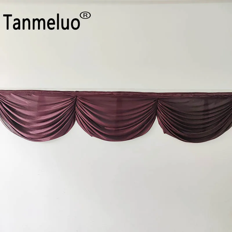 3/6M Long Ice Silk Swag Drape Panel Wedding Stage Background Event Party Decor Drapery Party Banquet Backdrop Curtain Swag