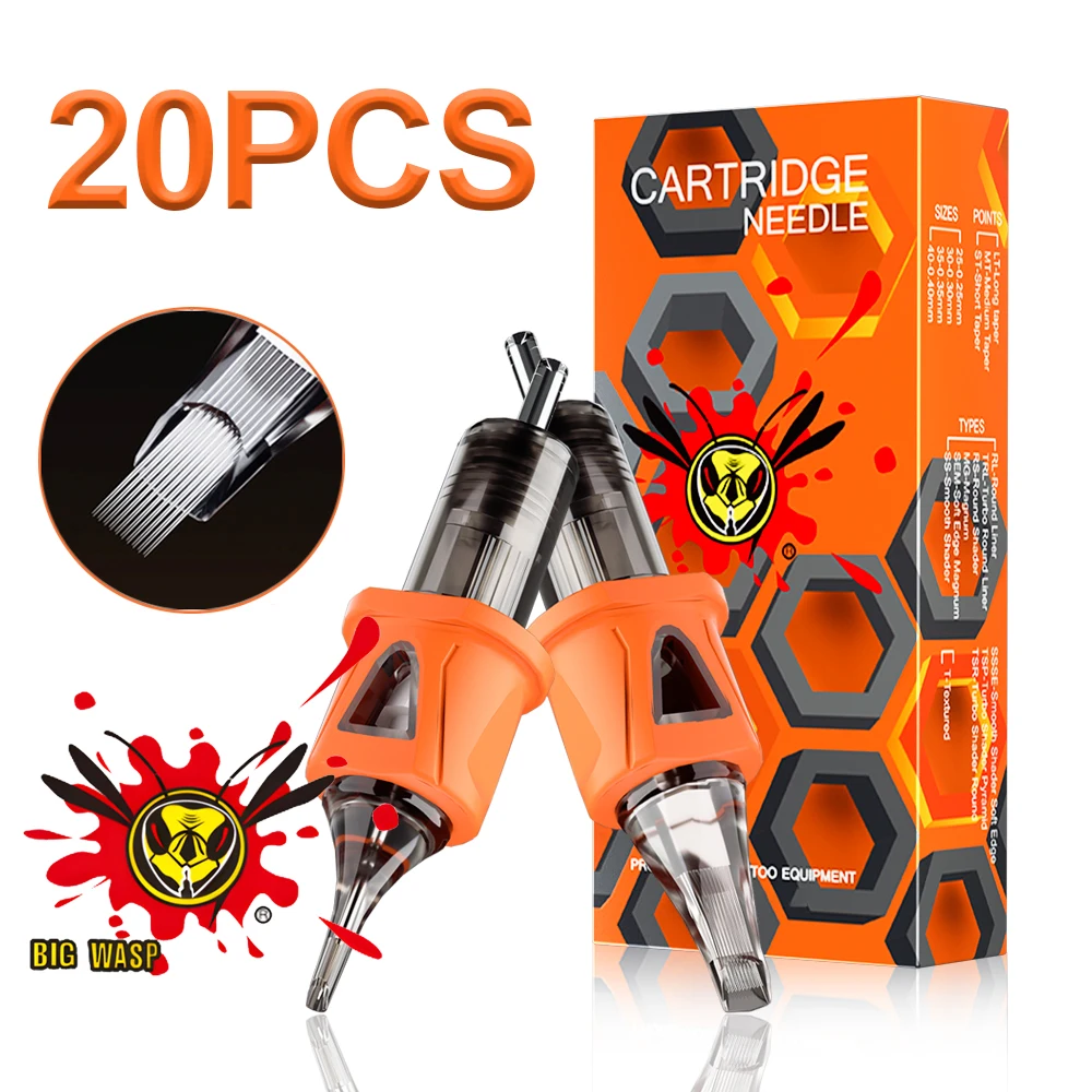 

BIGWASP 20PCS Cartridges Needle RL/RM/RS/M1 #10 0.30mm #12 0.35mm Disposable Sterilized Safety Tattoo Needle For Tattoo Machine