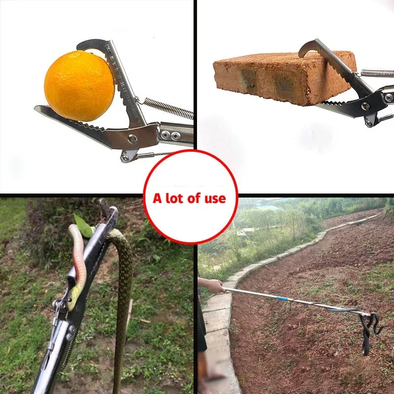 1.2m 1.5m Stainless Steel Snake Control Tool Foldable Snake Tongs Stick Reptile Catcher Grabber Folding Wide Jaw Snake Pliers