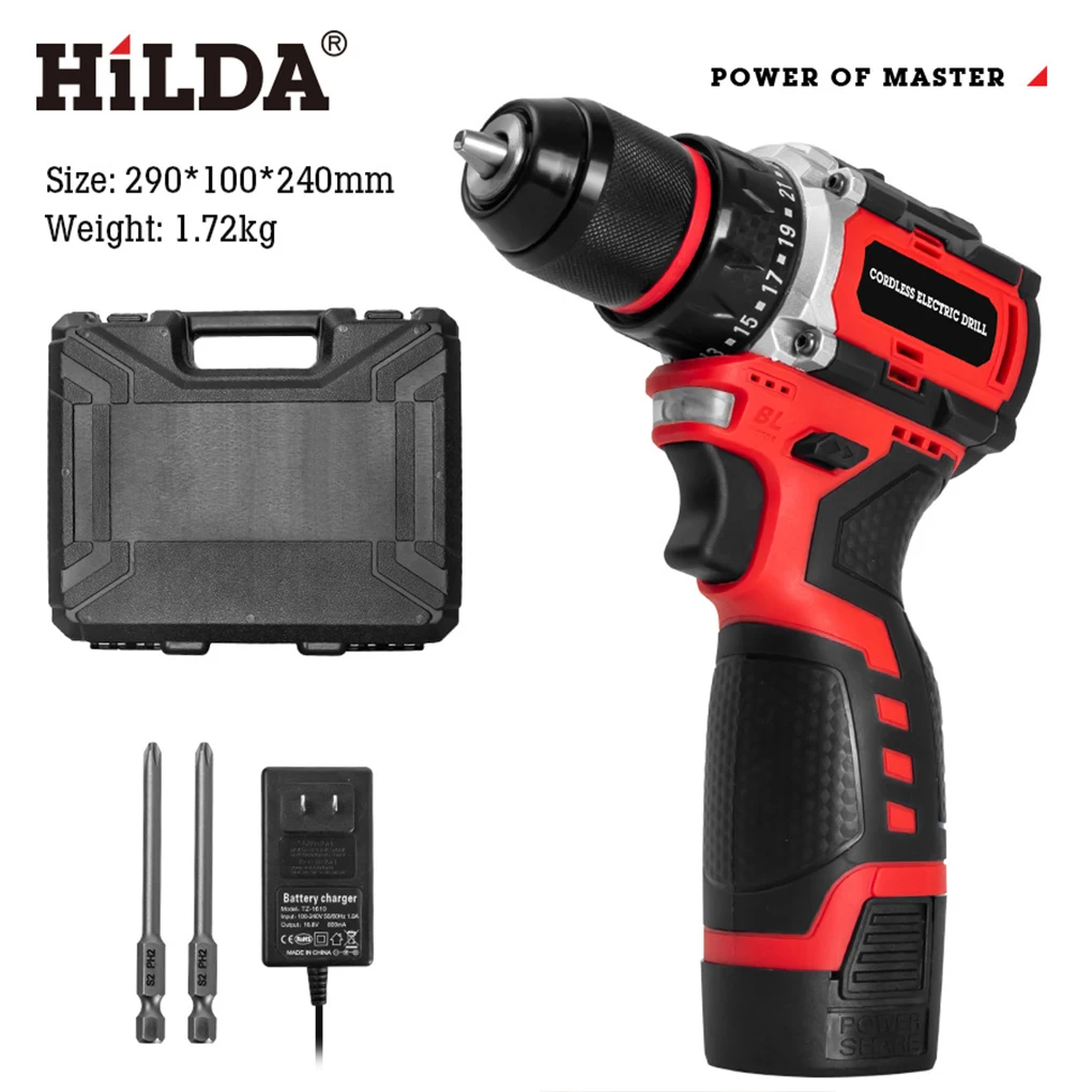 

HILDA 16.8V Electric Screwdriver Mini Power Driver DC Lithium-Ion Battery Charging Impact Drill Electric Drill Hardware Tools