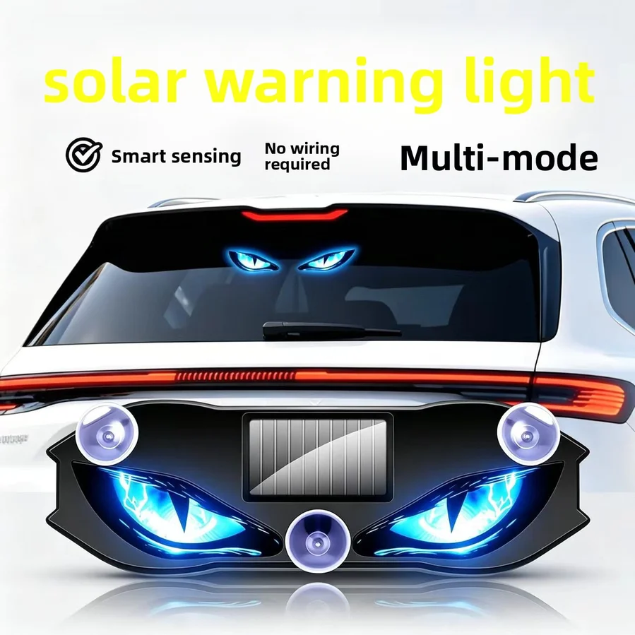 Solar-powered Car Warning Light, Suction-cup-mounted, Motion-sensing Flashing Light, Rear Window Decorative Ambient Light