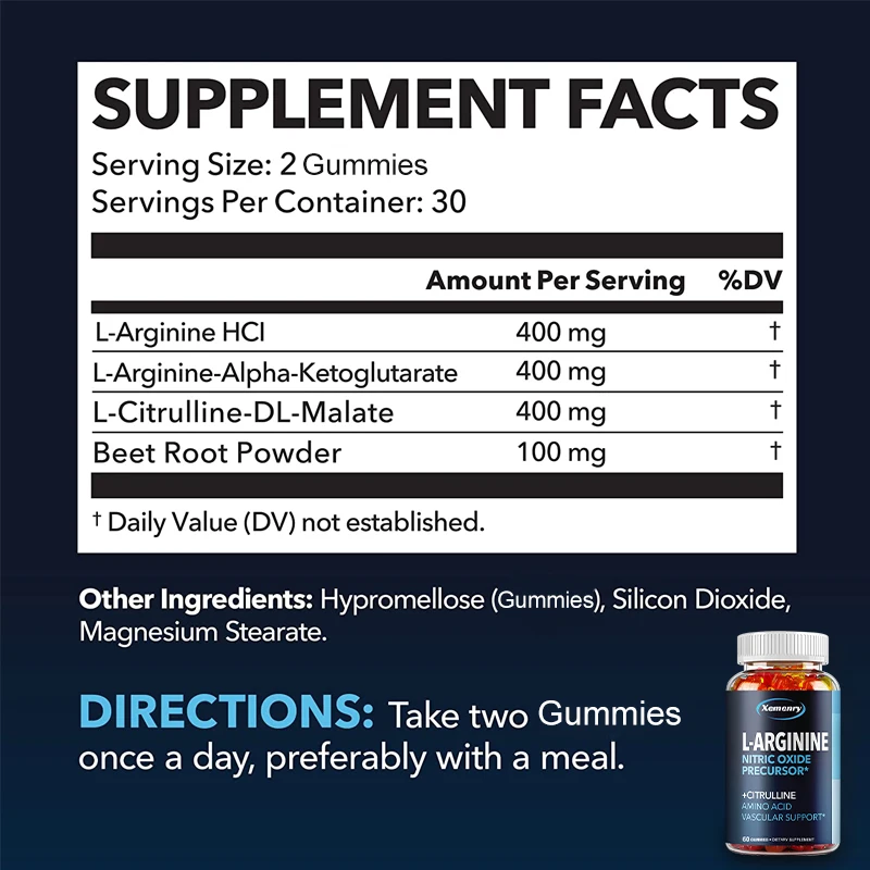 Arginine Supplement Gummies, Nitric Oxide Supplement with L-Citrulline, Citrulline and Essential Amino Acids