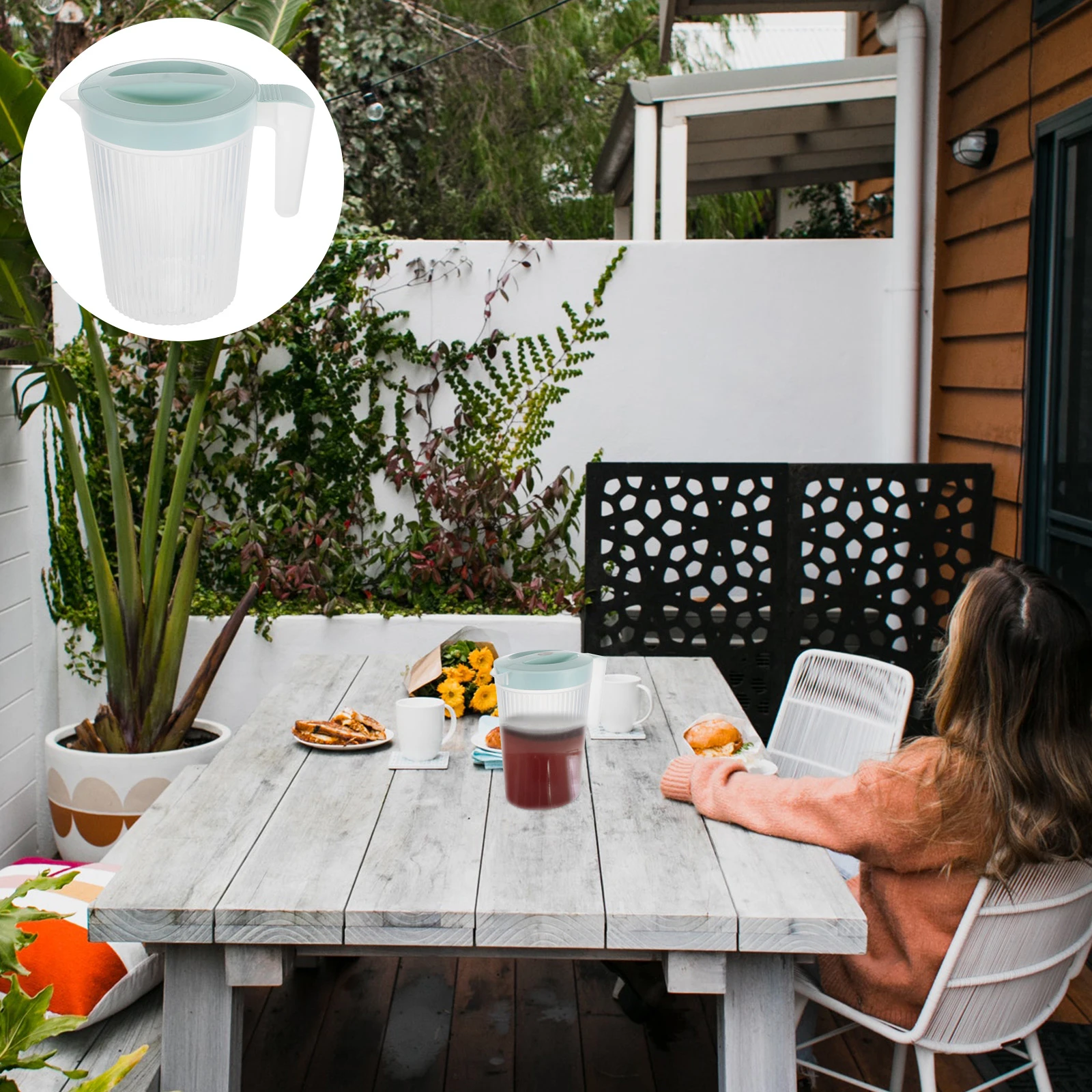 

2L Drinking Cold Beverage Jug With Lid Juice Tea Wine Lemonade Premium Plastic Pitcher For Fridge Home Kitchen Use Cold Water