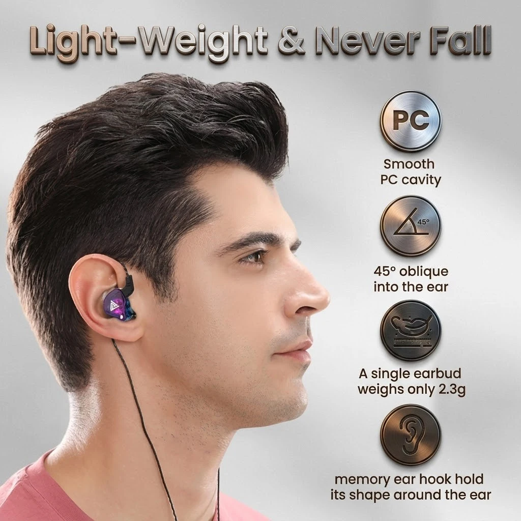 QKZ AK6 HIFI Wired Earbuds with Microphone Heavy Bass Stereo Earphones with 3.55mm Plug Dual Drivers Ergonomic Gaming Heads