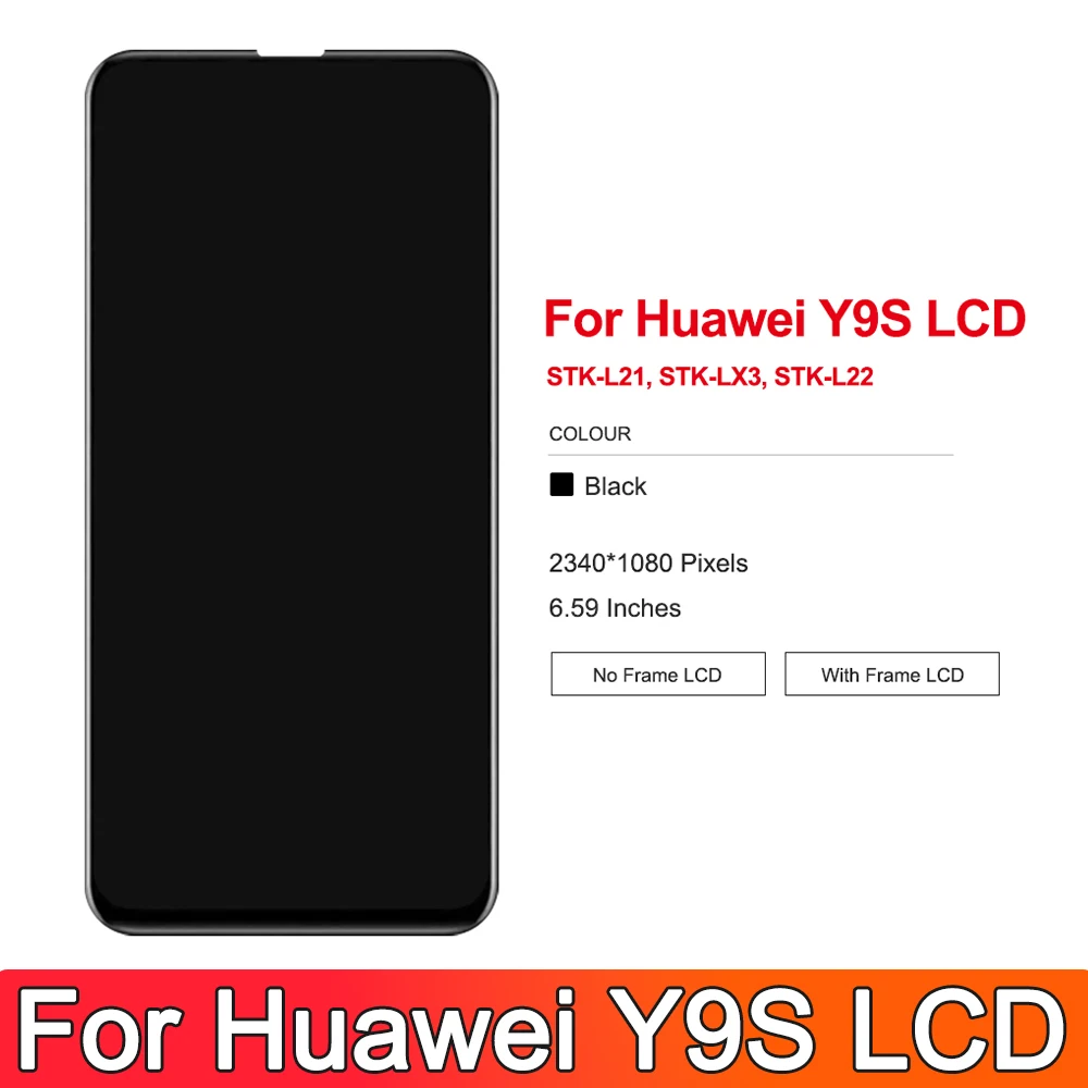 6.59'' Y9S Display Screen With Frame, for Huawei Y9s STK-L21 STK-LX3 STK-L22 LCD Display Touch Screen Digitizer Assembly