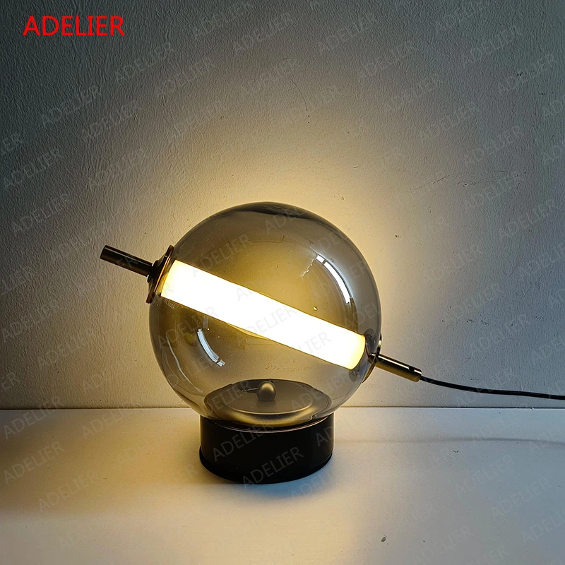 Retro Glass Table Lamp Home Decor Round Ball glass Desk lamp For Restaurant Study Living Room Lamp Background Bedside Lustre