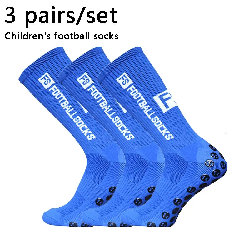 3 pairs 34-39 New children and youth sports breathable soccer socks square silicone non-slip grip football socks futbol