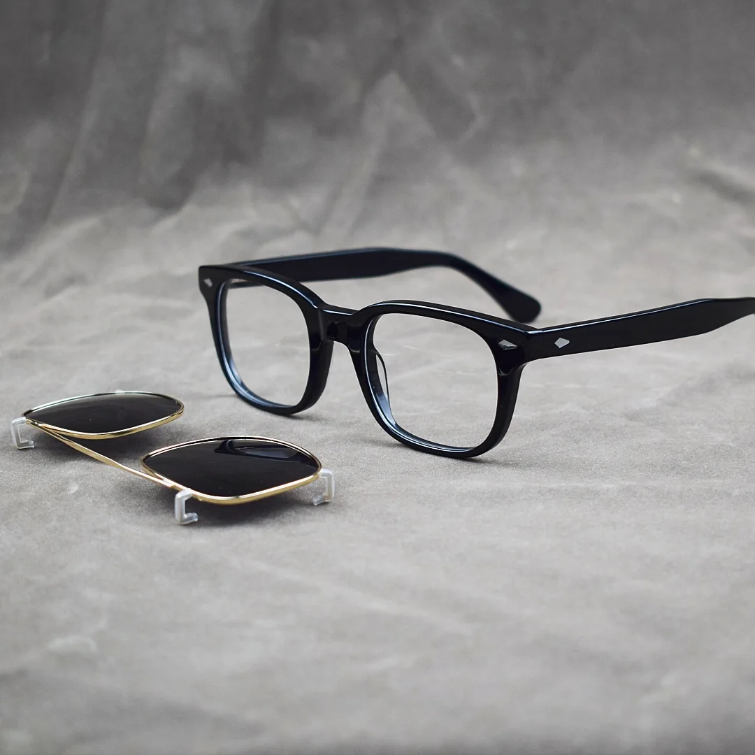 

Классические ретро солнцезащитные очки на клипсе в стиле панк и художественная оправа для очков унисекс с заклепками Модные повседневные очки