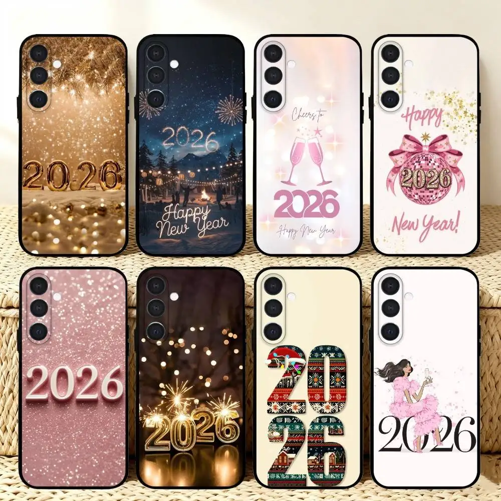 

New Year 2026 Pattern Phone Case For Samsung A73,72,71,53,52,51,22,91,80, Soft Black Cover