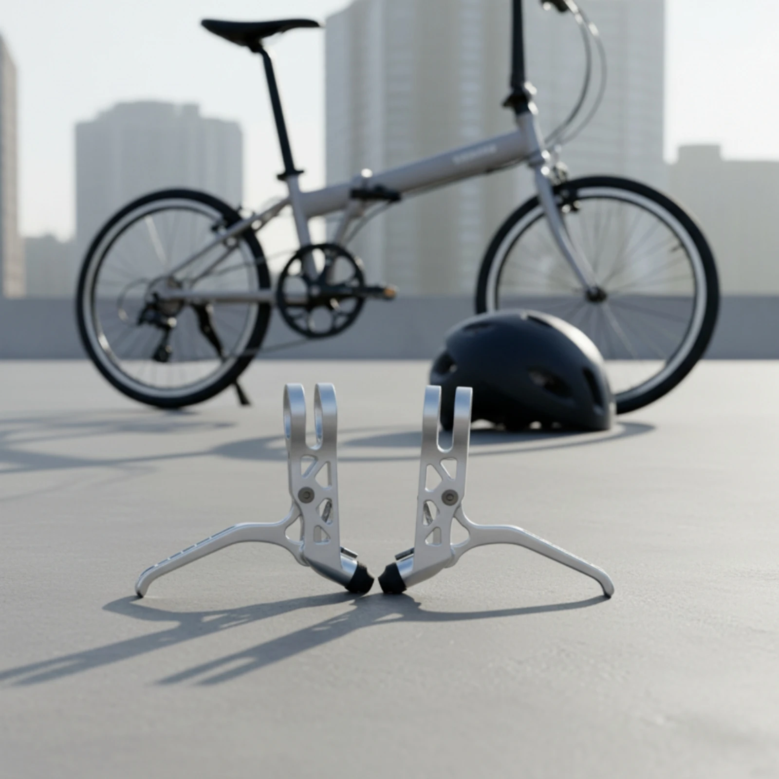 Folding Bike Brake Lever CNC-Machined Brake Lever with Adjustable Reach Silver Finish Sleek-Profile for Cyclists, City Cycling