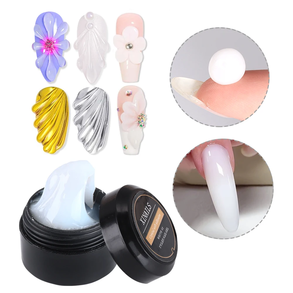 1/2pcs Solid Builder Nail Gel 5ml White 3D Sculpting Non-Sticky Carving Nail Extension Soak Off UV/LED Manicure Construction Gel