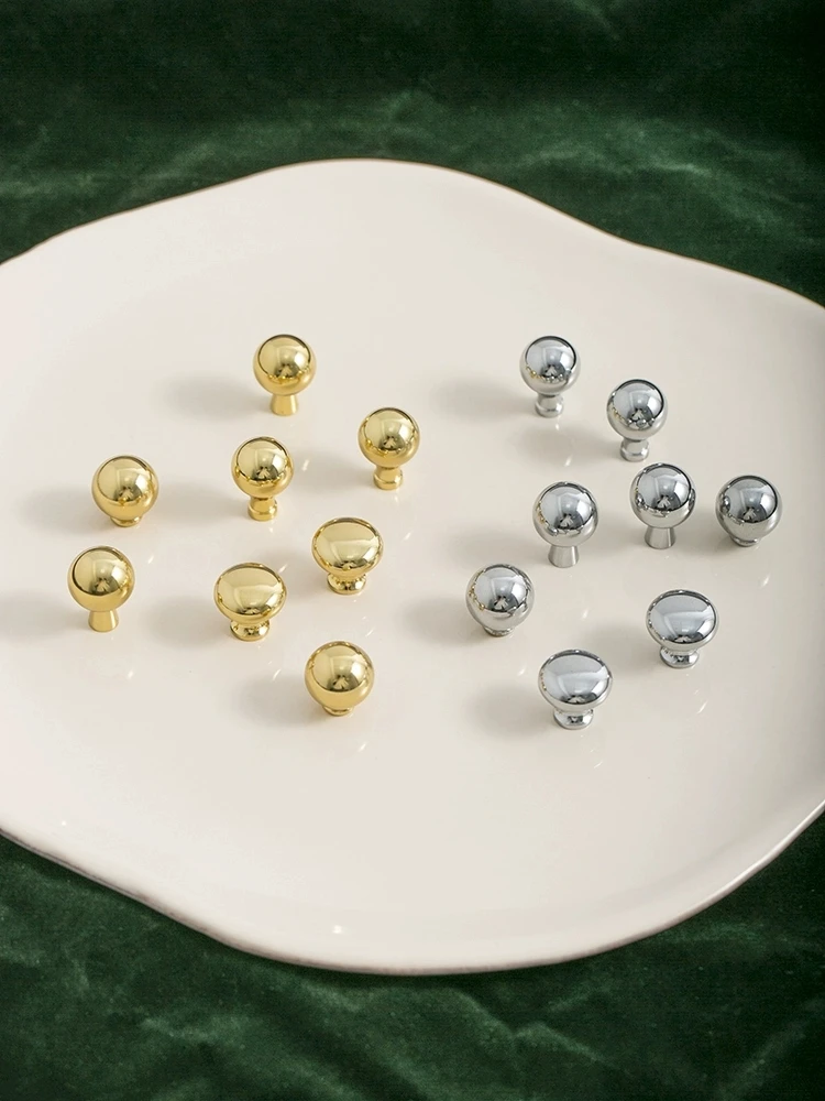 Furniture Hardware Gold/Silver Solid Brass Makeup Box Storage Cabinet Tea Set Cabinet Small Drawer Ultra Mini Handles Knobs