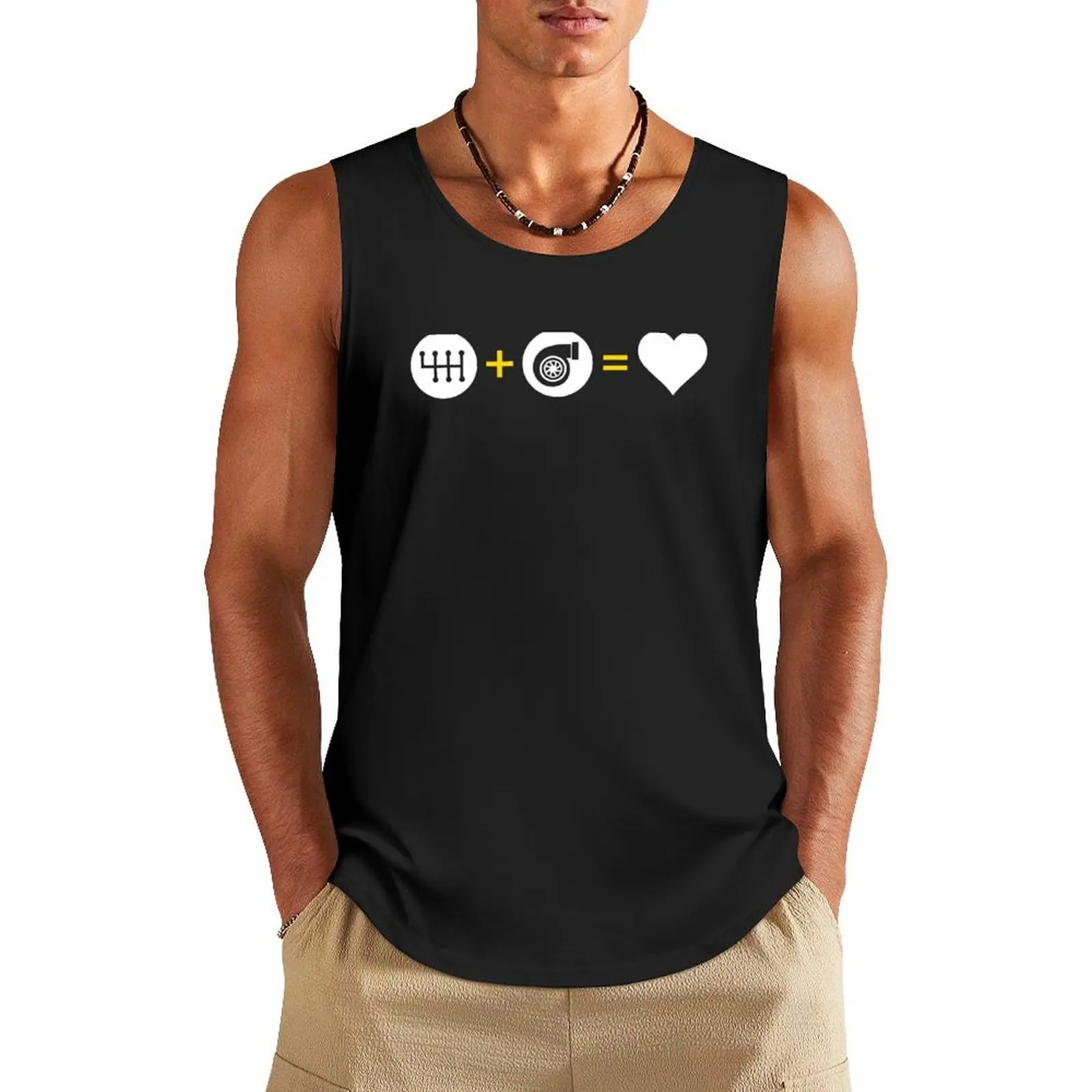 Manual Transmission Plus Turbo Equals Love Tank Top sleeveless Men's t-shirts Men's t-shirt fitness Men sleeveless tee