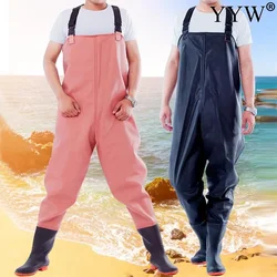 PVC Fishing Waders Pants Trousers Overalls With Boots Set Adult Men Women Waterproof Chest Wader Fishery Apparel Gear Suit Kits