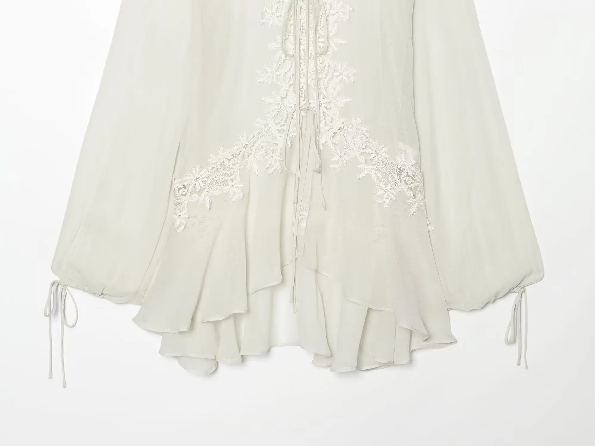 KONDALA Damen Elegante Schicke Spitzenblusen mit Stickerei, Urlaubs-Freizeitbluse mit Schnürmanschetten, Durchsichtige Bluse, 2026 Sommer Trendige Street-Bluse – Detail 7