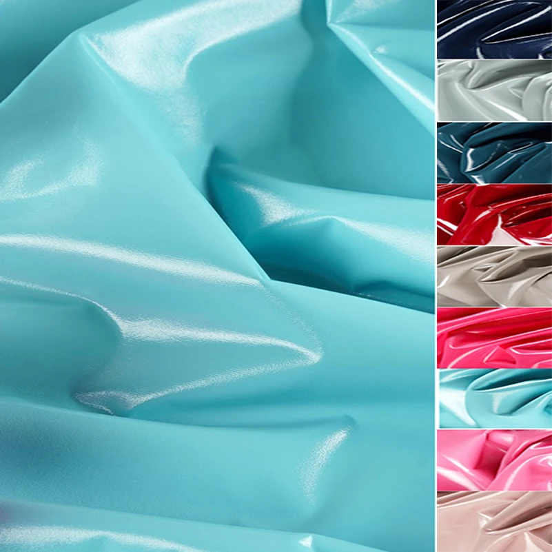 Fashionable Mirror Leather Fabric Soft Waterproof Silky Four Sided Stretch DIY Glossy by Half Meter
