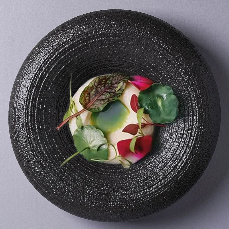 Restaurant Artistic Conception Ceramic Tableware Creative Western Dessert Plate French Texture Frosted Double Plate Round Plate