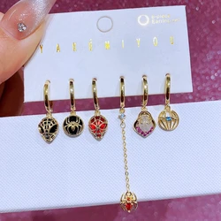 MIGGA 6pcs Mix and Match Hero Spider Dangle Earrings Set for Women Gold Color Cubic Zircon Jewelry